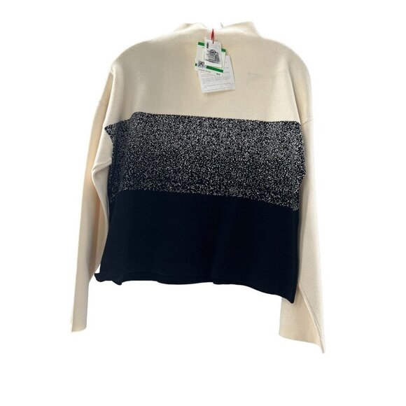 NWT Anne Klein Block Print Mock Neck Large Sweater - Picture 2 of 7